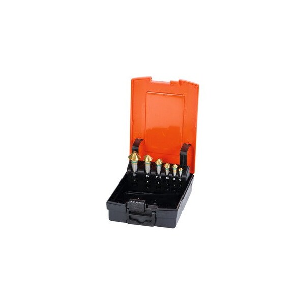 Countersink Set in a Case, 90 Deg, TiN Coated, Number of countersinks: 6